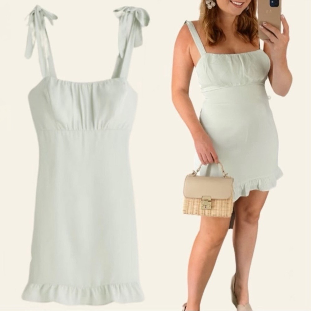 Abercrombie & Fitch Ruffle Mini Dress Babydoll Mint Green Preppy Pastel Size M